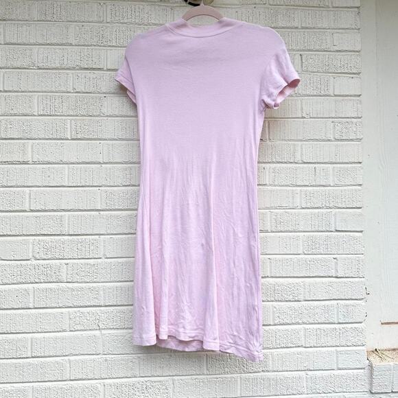 Moda International Vintage Y2K Pastel Pink Mock Neck T-Shirt Dress - Picture 2 of 3